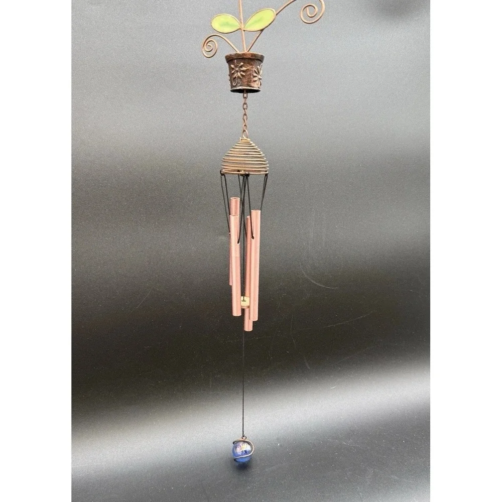 Copper Wire Dragonfly Flower Pot Wind Chime 18